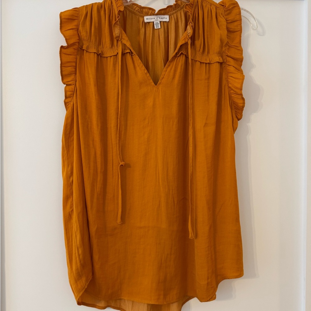 Elegant Mustard Ruffle Blouse